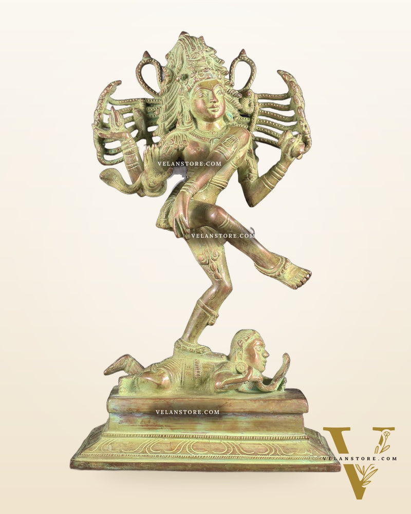 Brass Dancing Shiva Nataraja statue 14" Green Sand finish