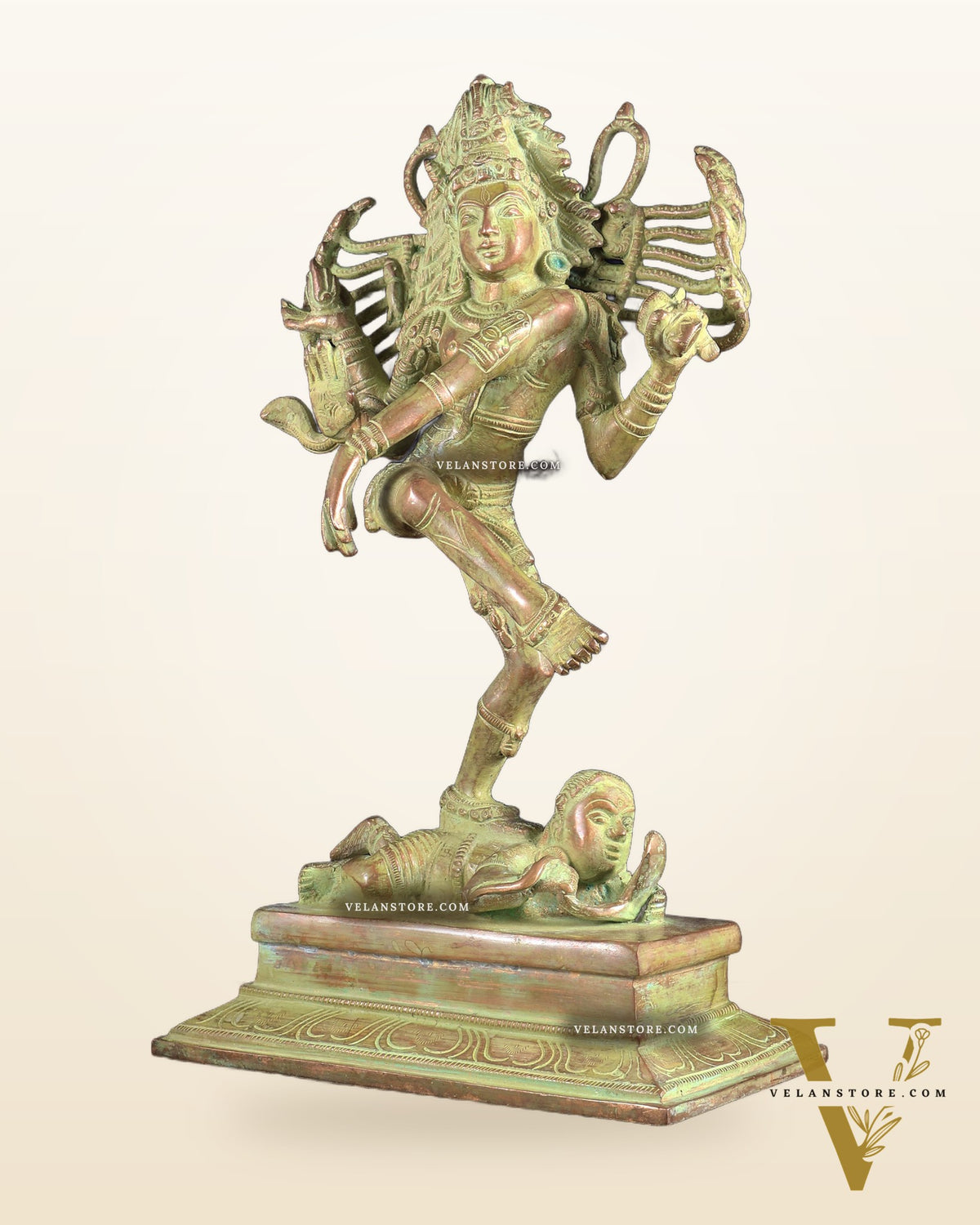 Brass Dancing Shiva Nataraja statue 14" Green Sand finish
