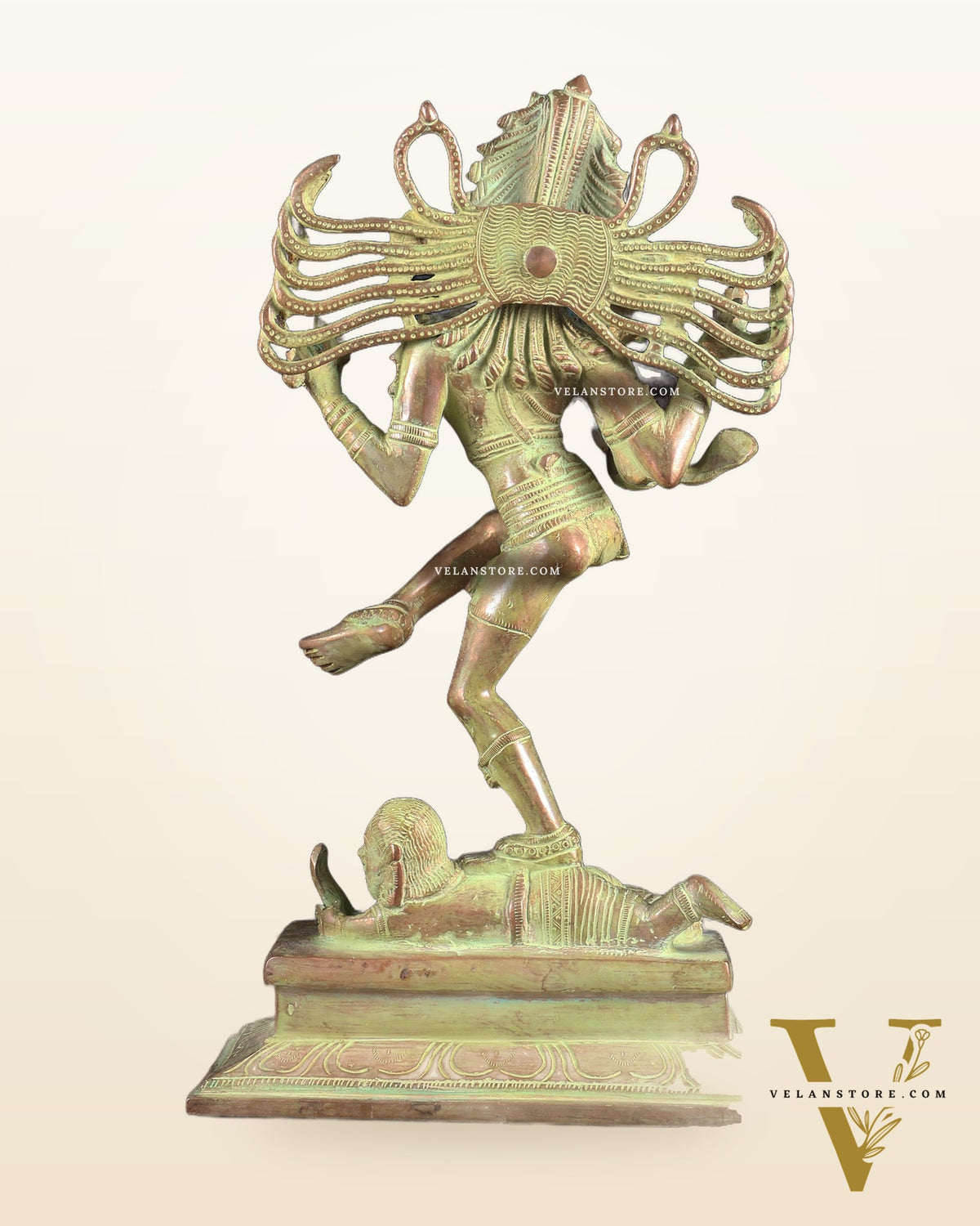 Brass Dancing Shiva Nataraja statue 14" Green Sand finish