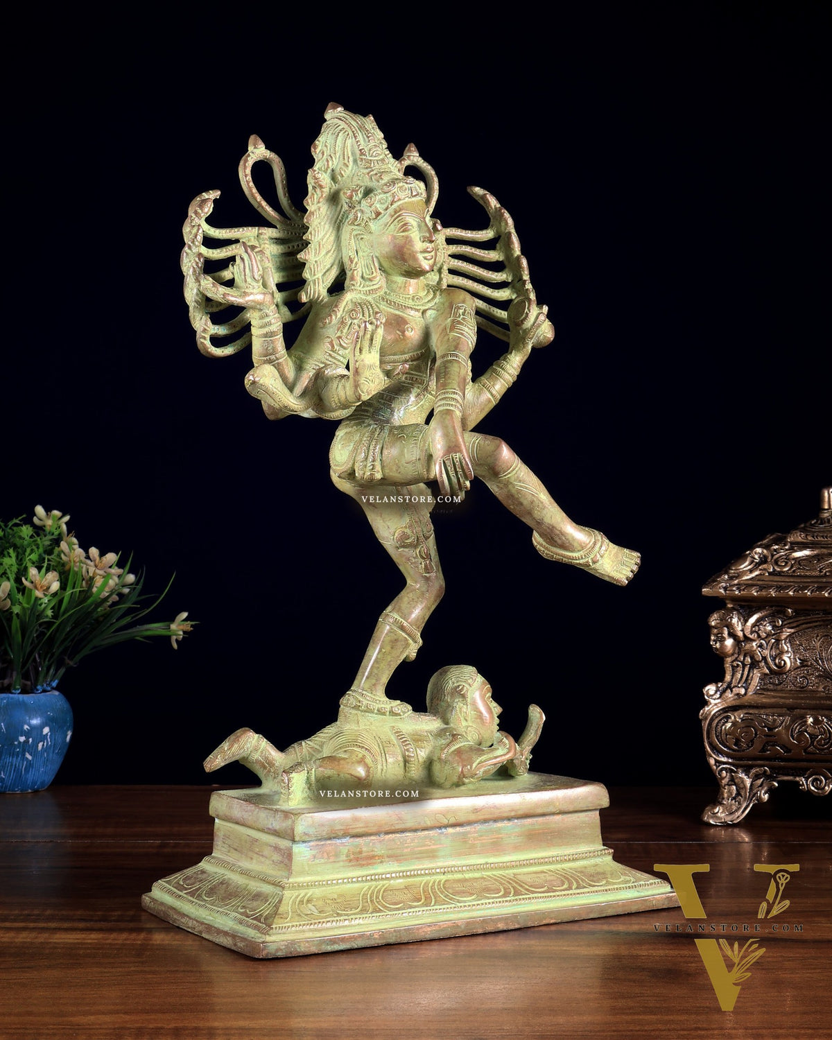 Brass Dancing Shiva Nataraja statue 14" Green Sand finish
