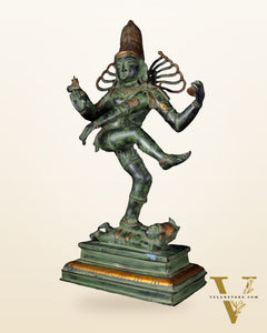 Brass Dancing Shiva Nataraja statue 27 inch Green antique tone