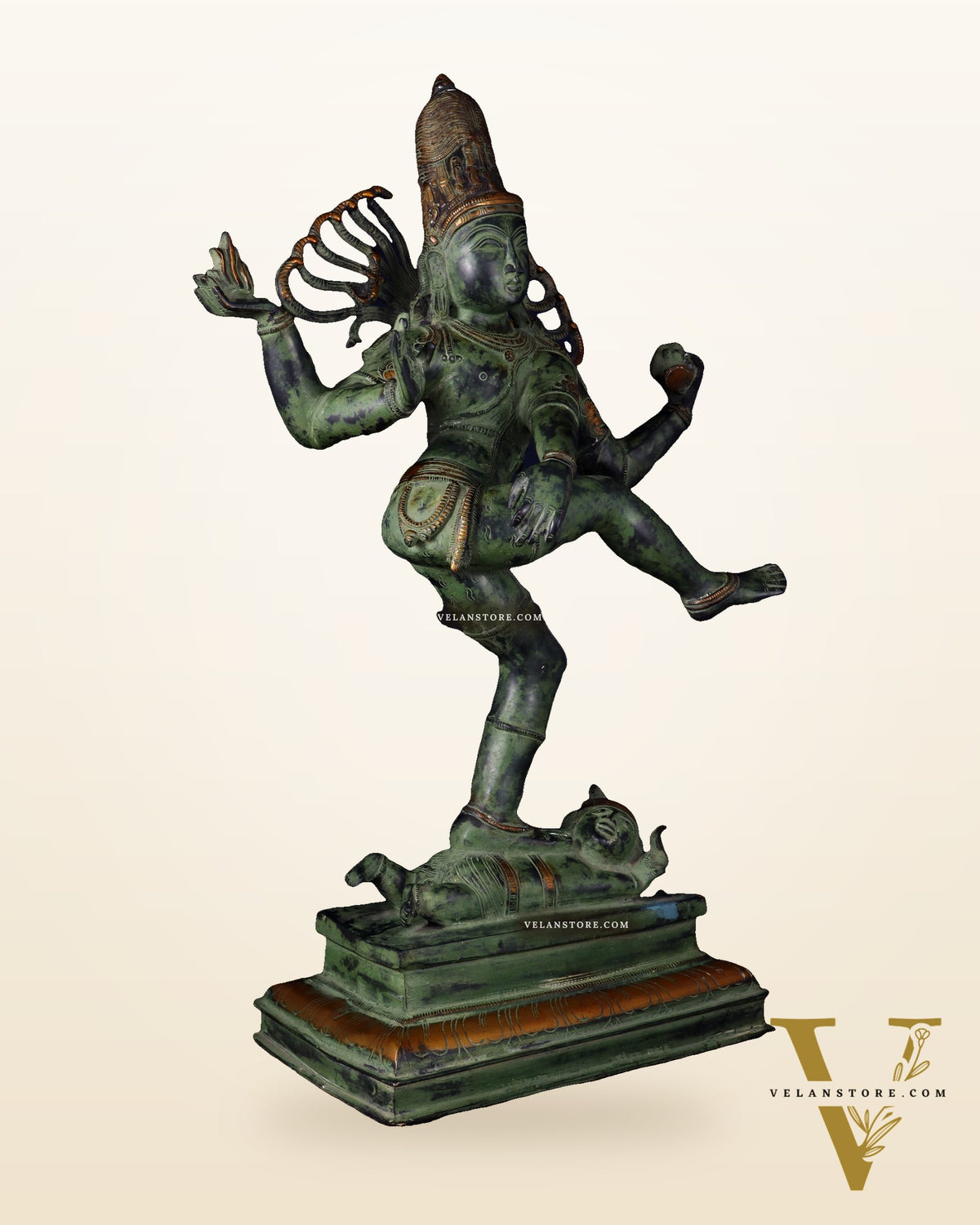 Brass Dancing Shiva Nataraja statue 27 inch Green antique tone