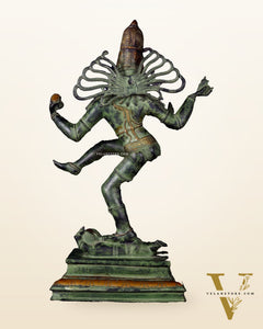 Brass Dancing Shiva Nataraja statue 27 inch Green antique tone