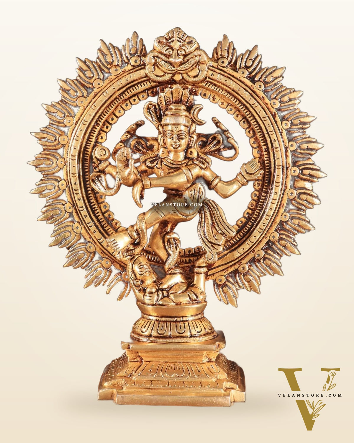 Brass Dancing Shiva Nataraja Statue – 9" x 7.5" x 2.5" | God of Dance