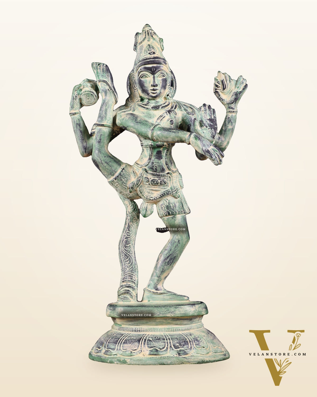 Brass Dancing Shiva Rudratandava Sculpture stonefinish 12 inch