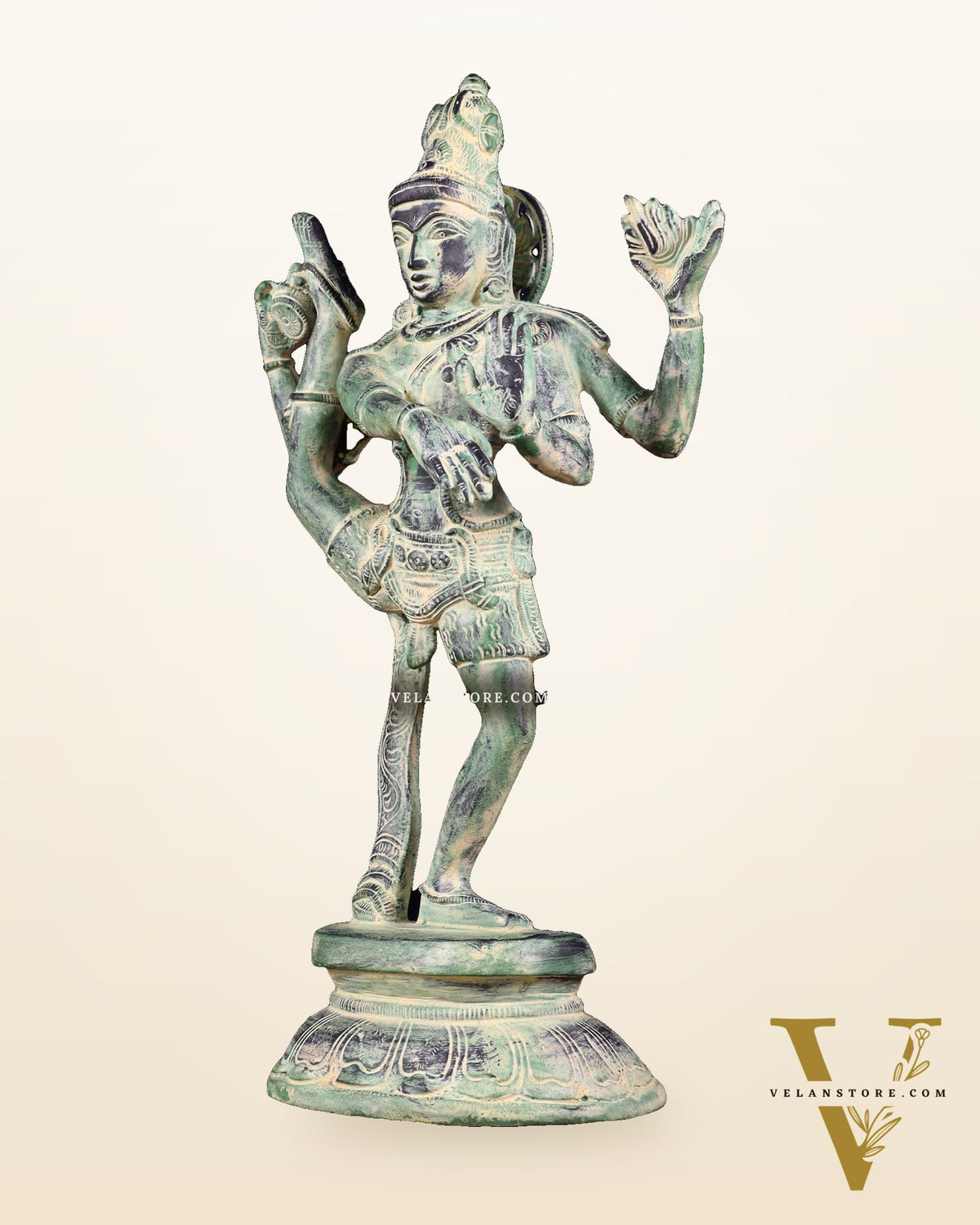 Brass Dancing Shiva Rudratandava Sculpture stonefinish 12 inch