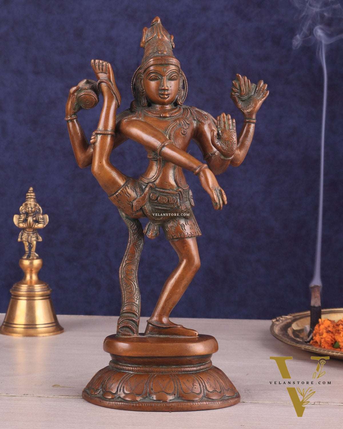 Brass Dancing Shiva Rudratandava Sculpture - Vintage Tone
