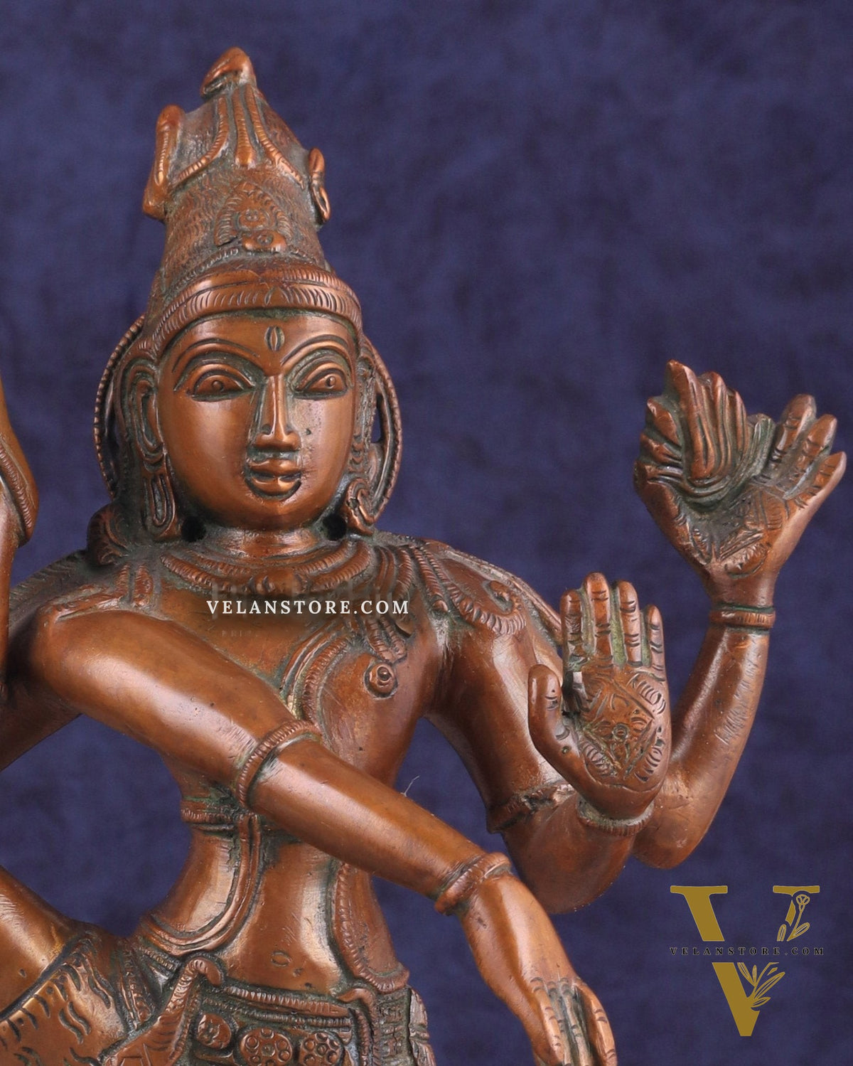 Brass Dancing Shiva Rudratandava Sculpture - Vintage Tone