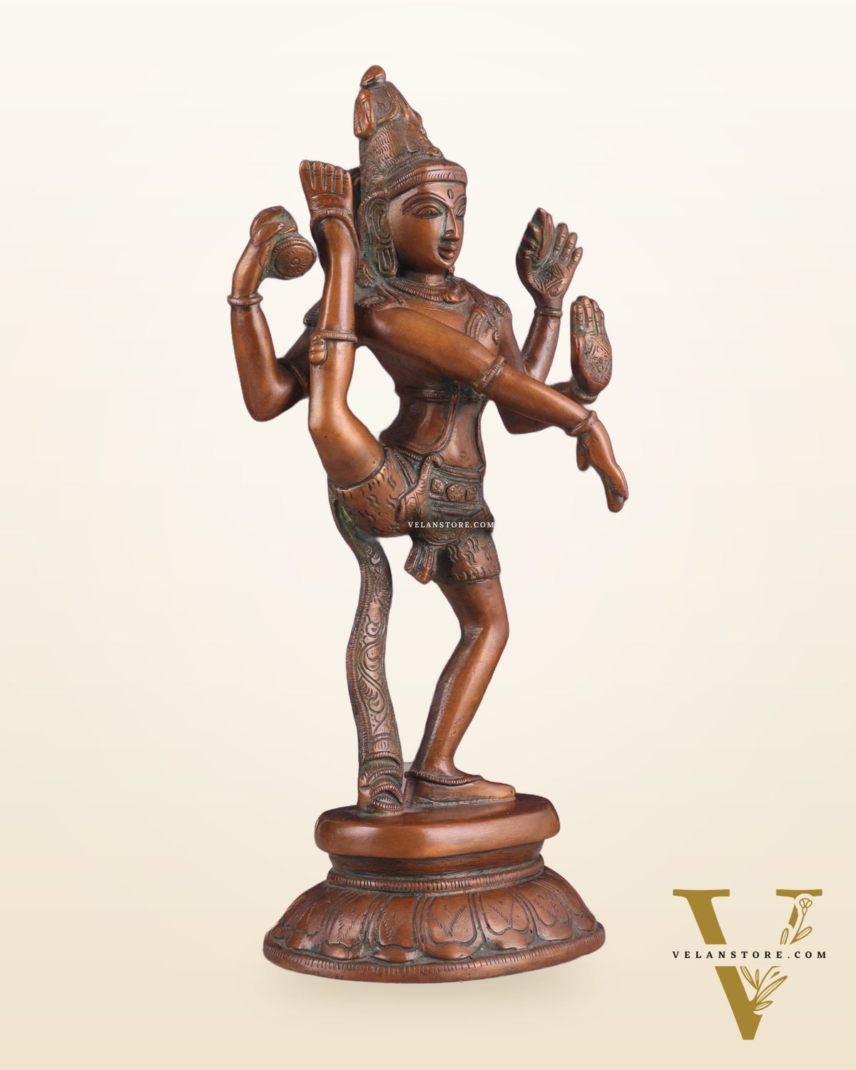 Brass Dancing Shiva Rudratandava Sculpture - Vintage Tone