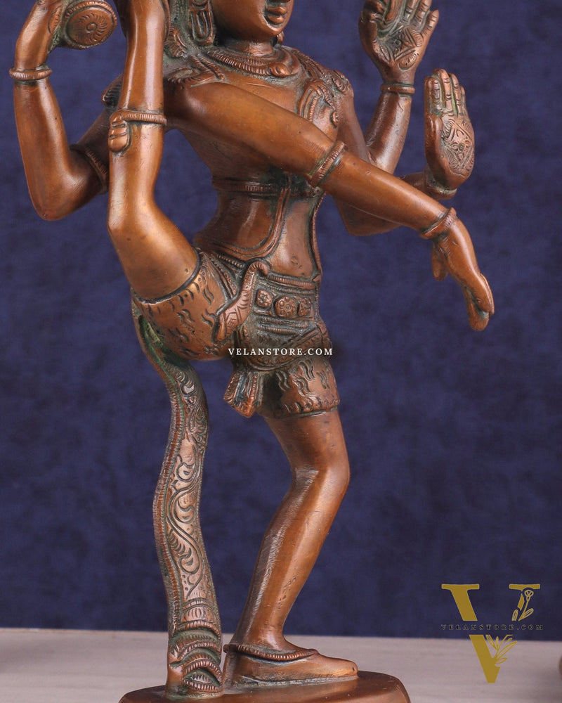 Brass Dancing Shiva Rudratandava Sculpture - Vintage Tone