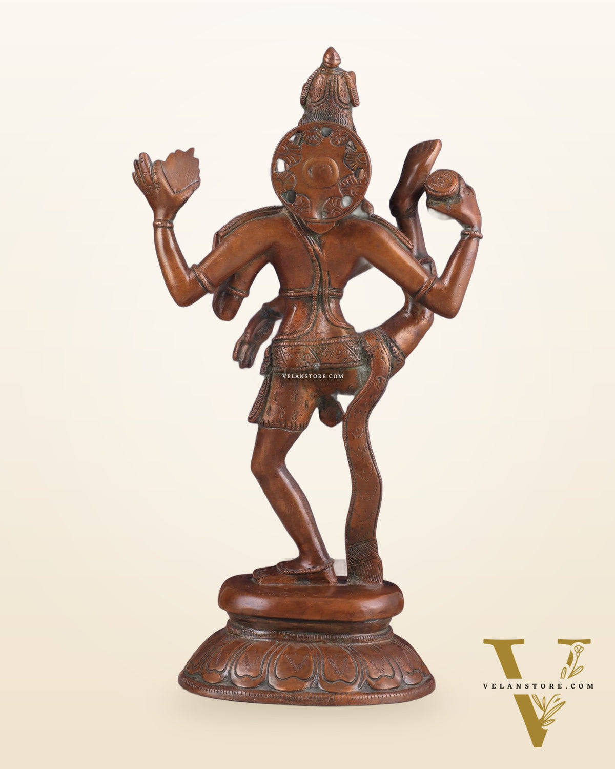 Brass Dancing Shiva Rudratandava Sculpture - Vintage Tone