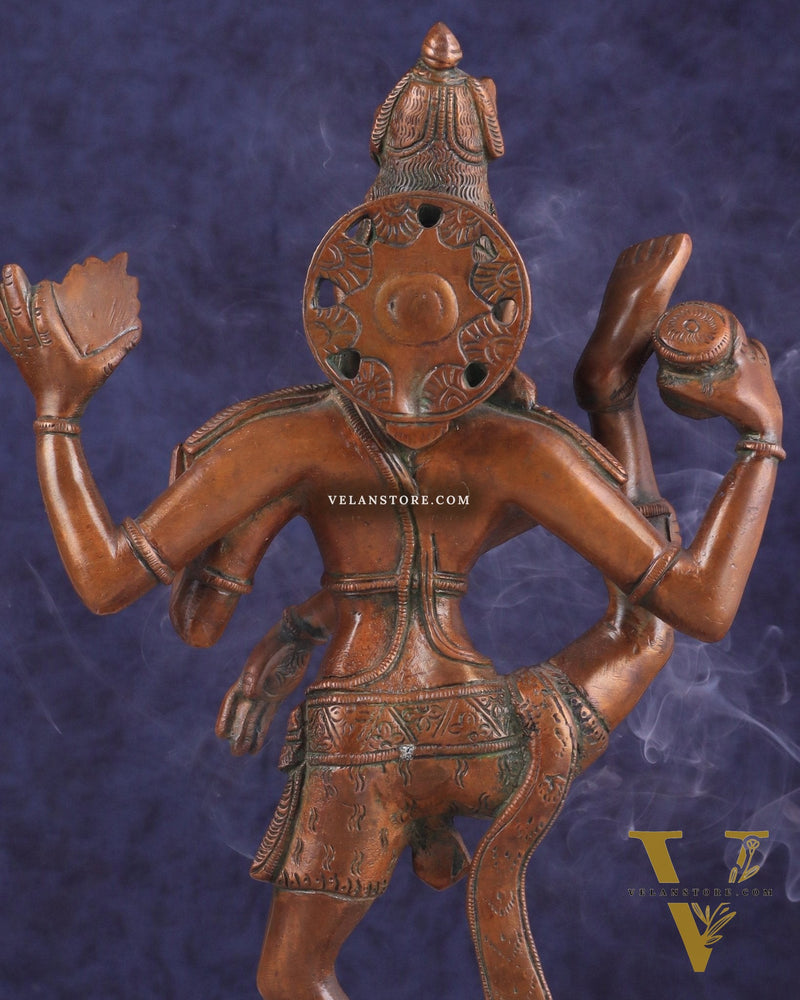Brass Dancing Shiva Rudratandava Sculpture - Vintage Tone