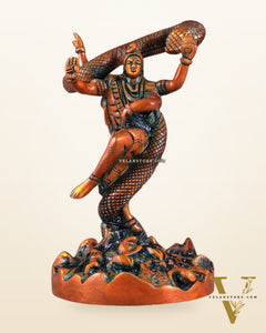 Brass Dancing Shiva Surrounded by Vasuki - Excellent Statue brown tone