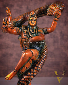 Brass Dancing Shiva Surrounded by Vasuki - Excellent Statue brown tone