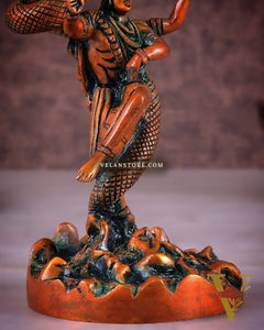 Brass Dancing Shiva Surrounded by Vasuki - Excellent Statue brown tone