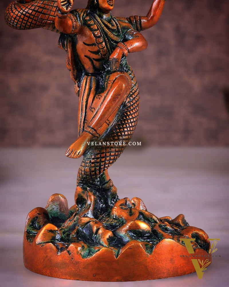 Brass Dancing Shiva Surrounded by Vasuki - Excellent Statue brown tone
