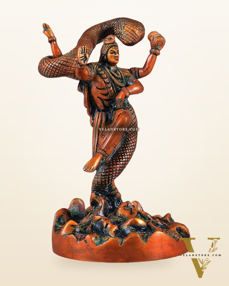 Brass Dancing Shiva Surrounded by Vasuki - Excellent Statue brown tone