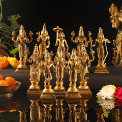 Brass Dashavatar set Superfine honey brass Height 6 inches