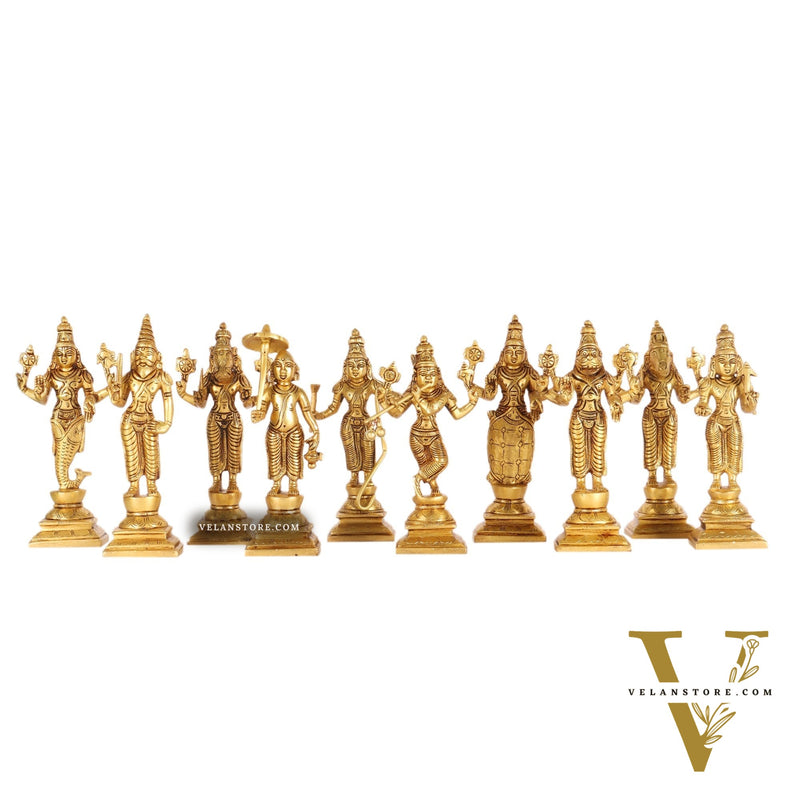 Brass Dashavatar set Superfine honey brass Height 6 inches
