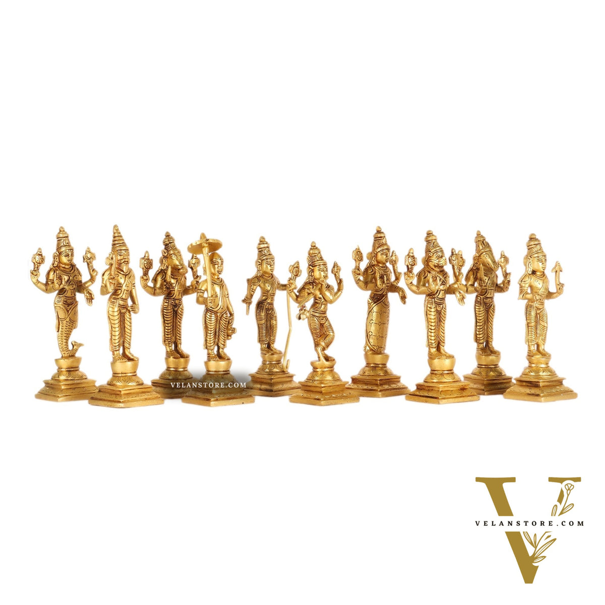 Brass Dashavatar set Superfine honey brass Height 6 inches
