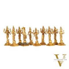 Brass Dashavatar set Superfine honey brass Height 6 inches