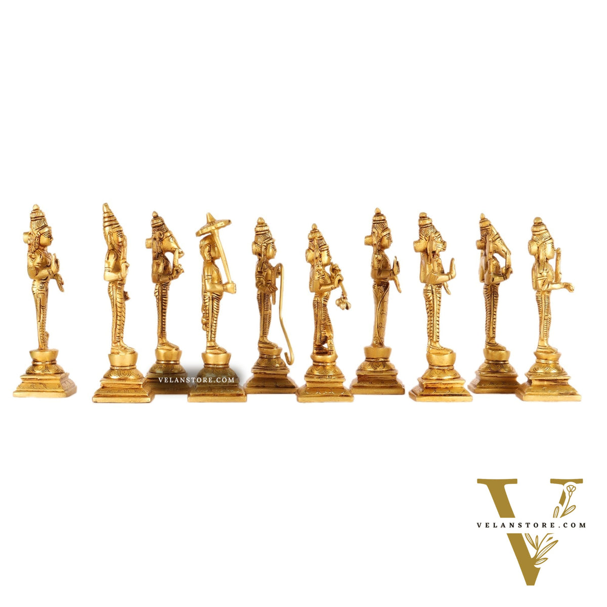 Brass Dashavatar set Superfine honey brass Height 6 inches