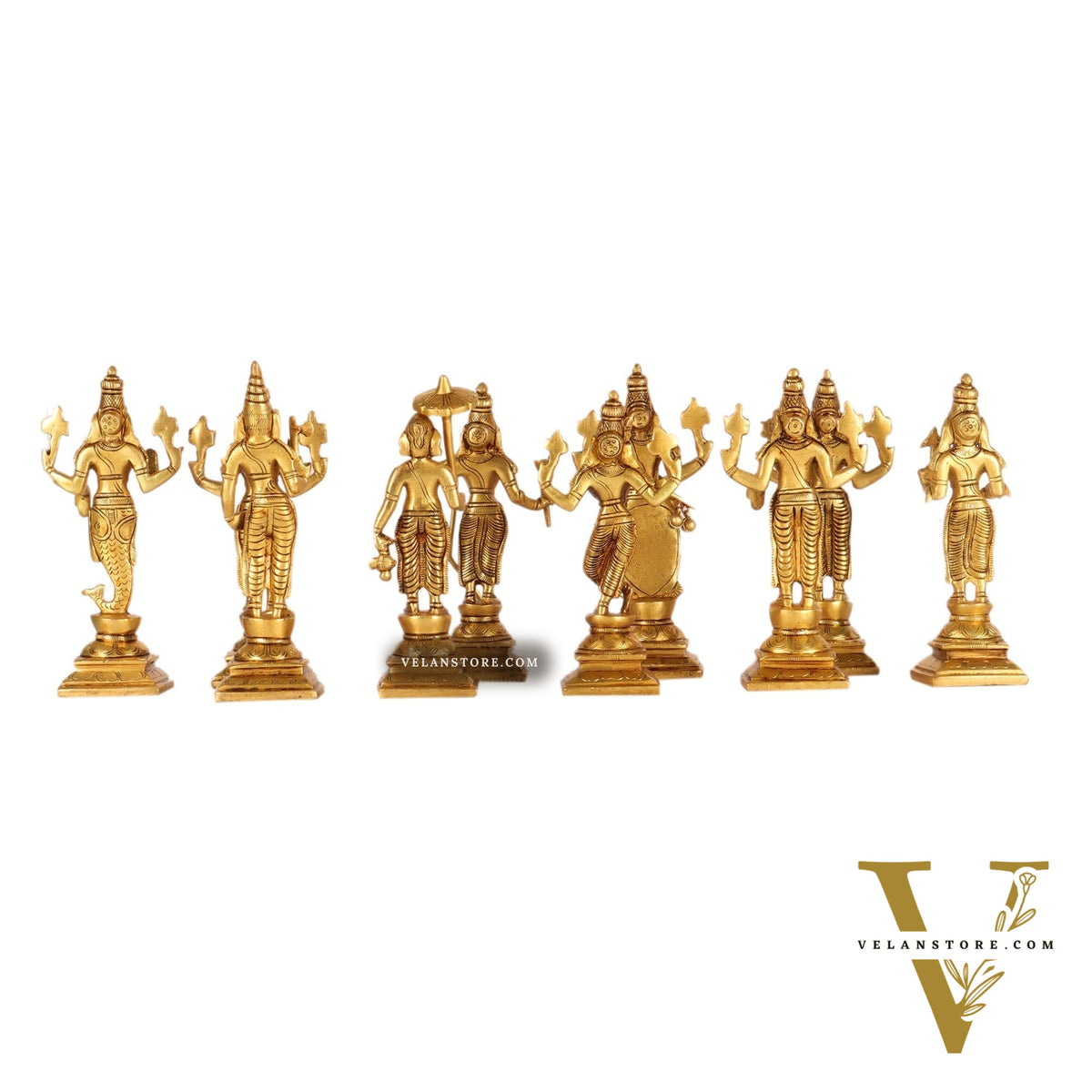 Brass Dashavatar set Superfine honey brass Height 6 inches