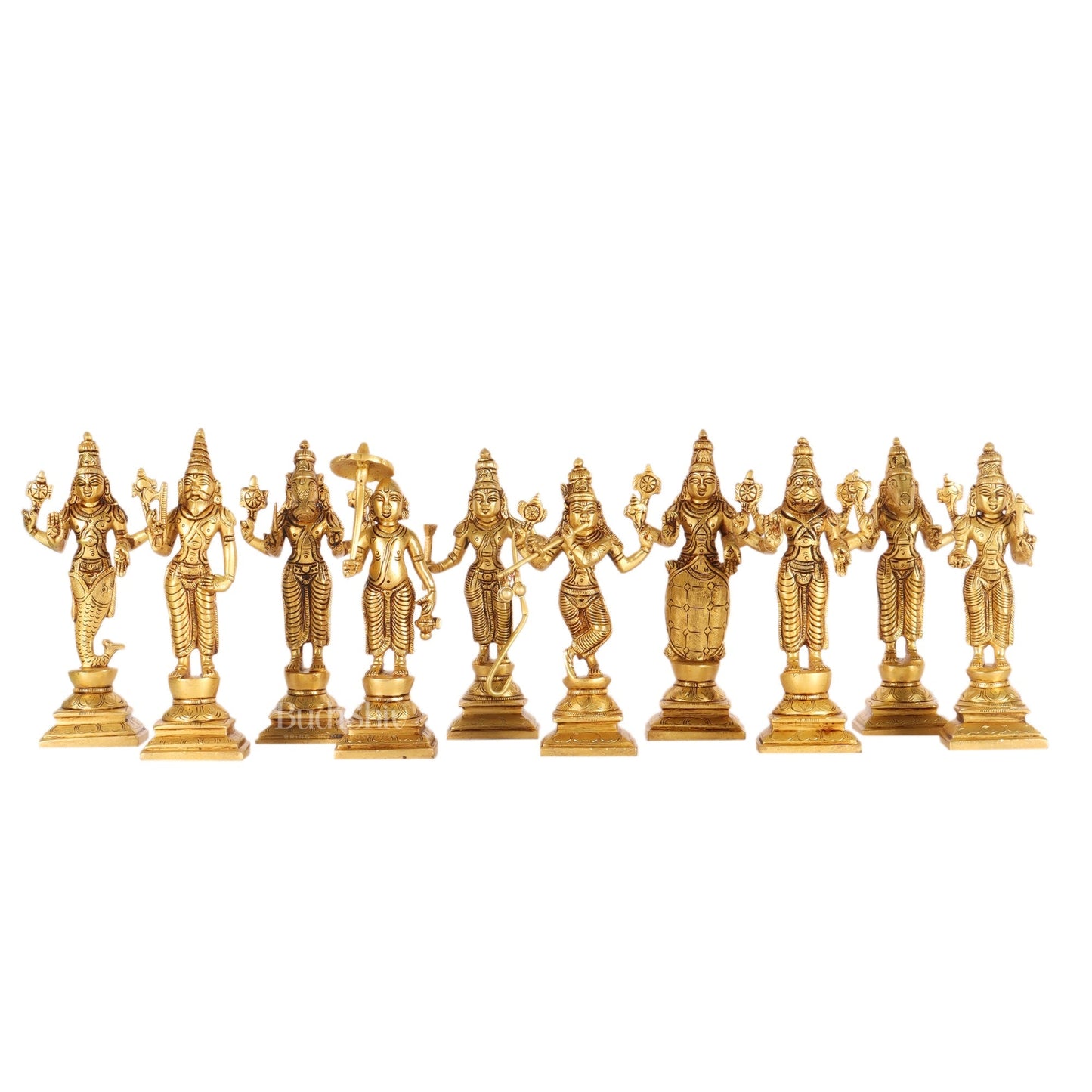Brass Dashavatar set Superfine honey brass Height 6 inches