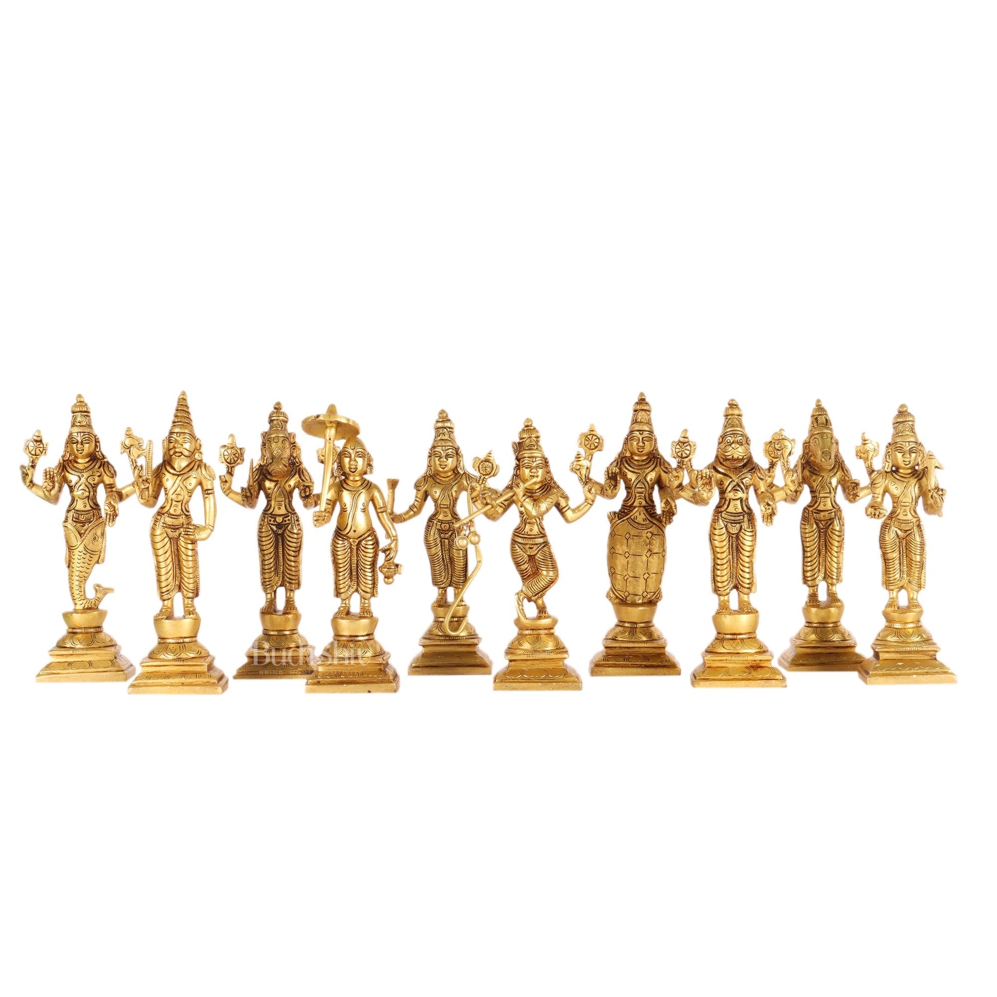Brass Dashavatar set Superfine honey brass Height 6 inches