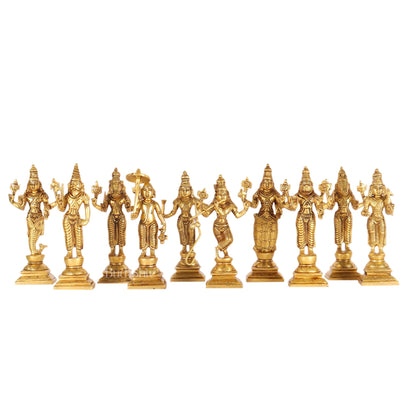 Brass Dashavatar set Superfine honey brass Height 6 inches