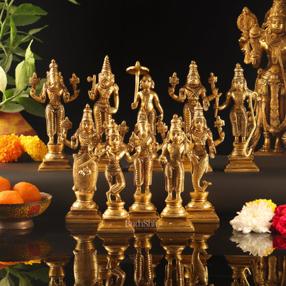 Brass Dashavatar set Superfine honey brass Height 6 inches