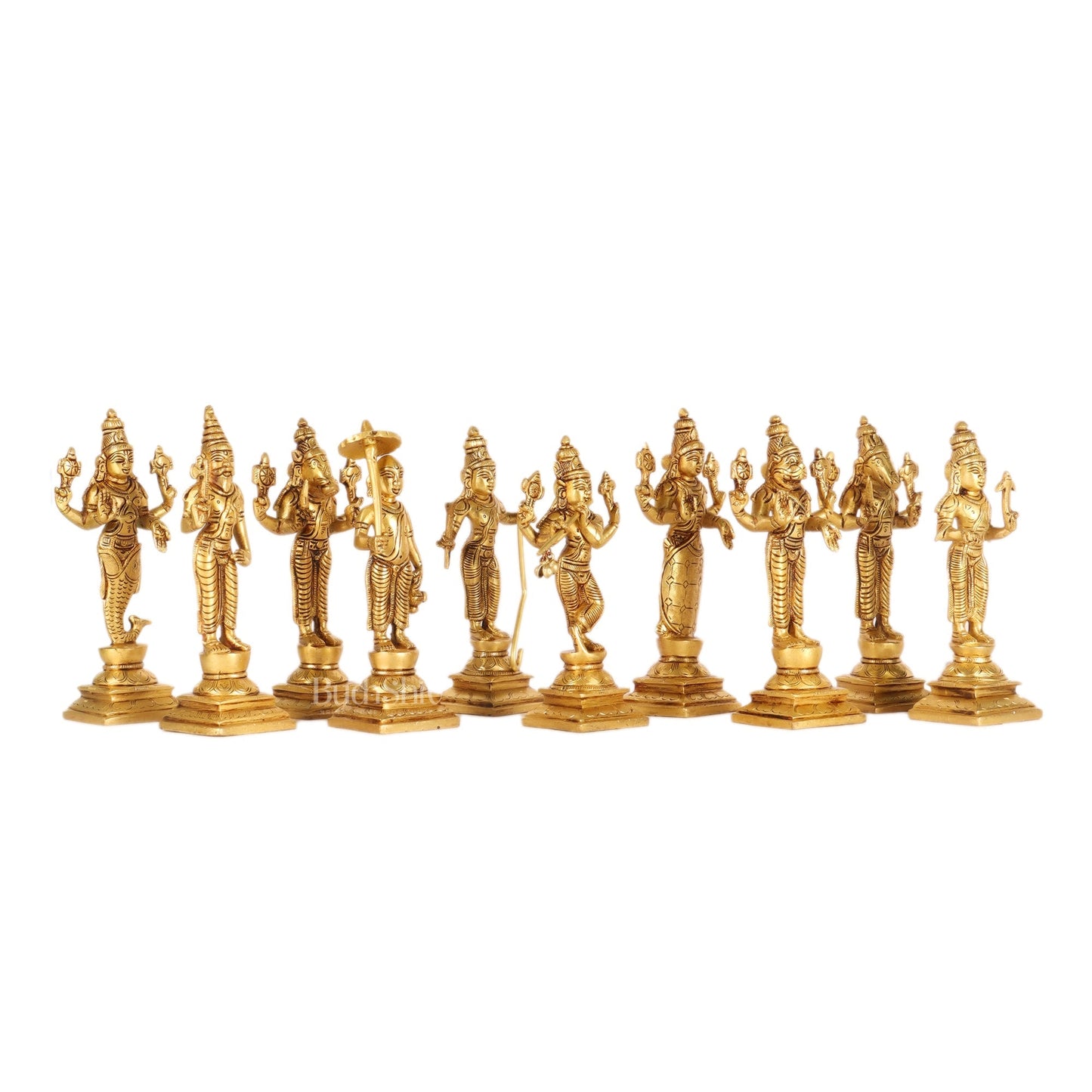 Brass Dashavatar set Superfine honey brass Height 6 inches