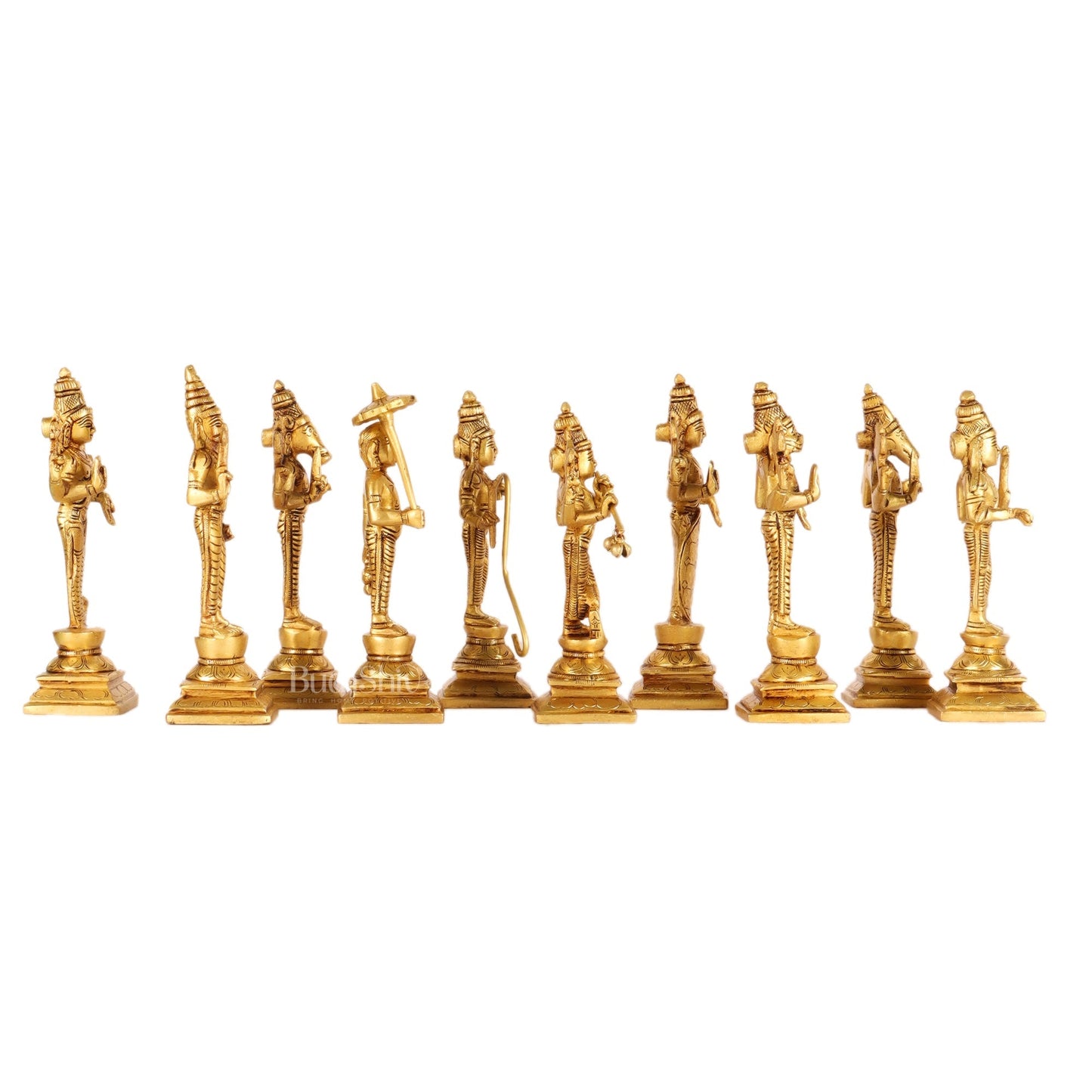 Brass Dashavatar set Superfine honey brass Height 6 inches