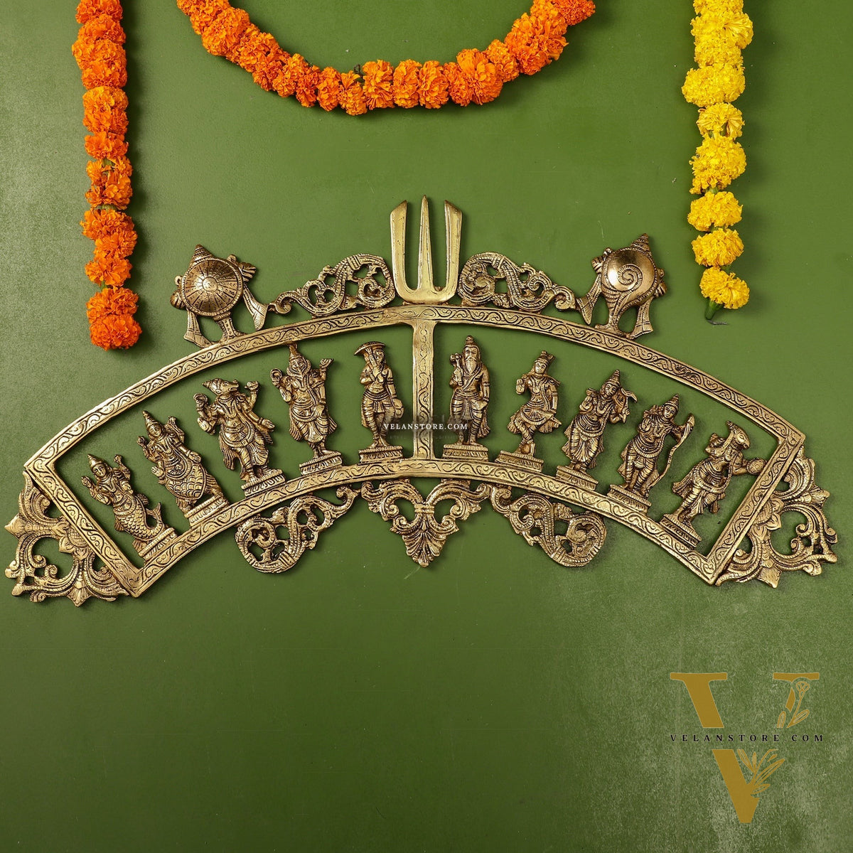 Brass Dashavatar Wall hanging 25" wide