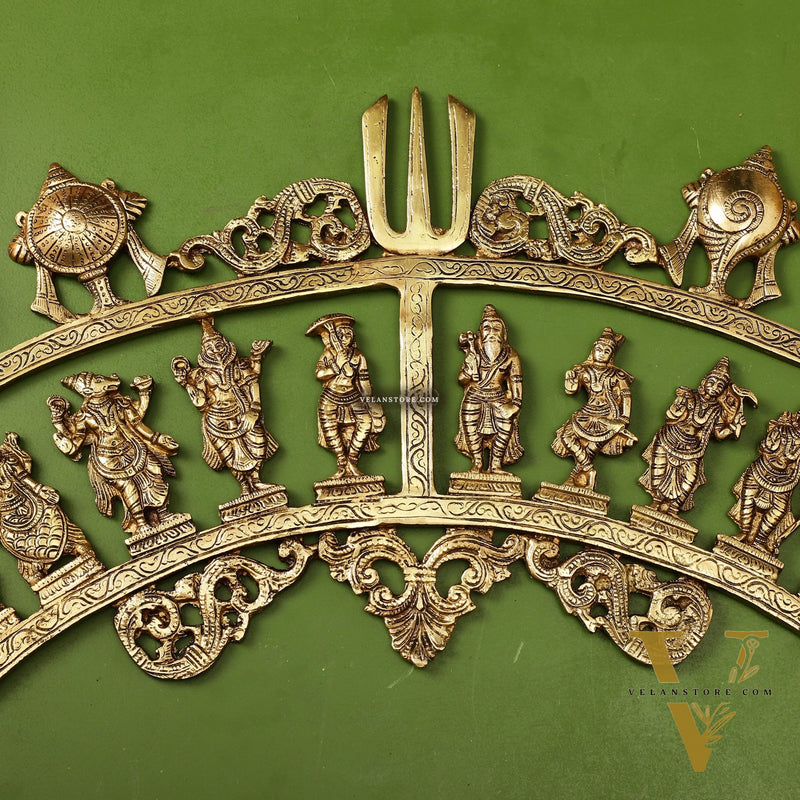 Brass Dashavatar Wall hanging 25" wide