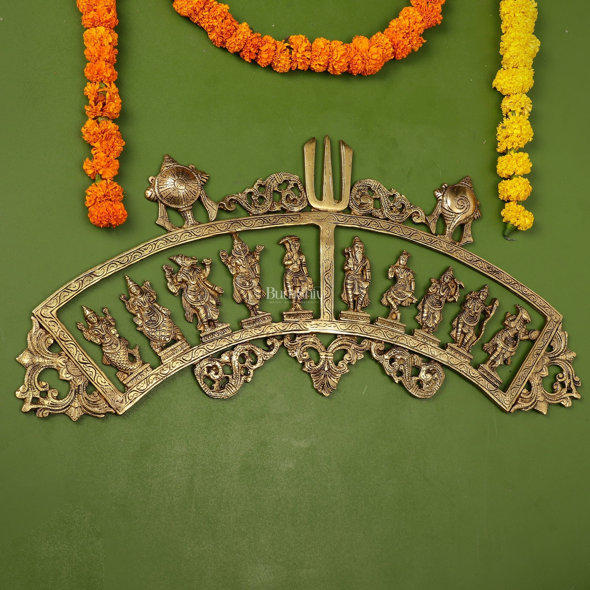 Brass Dashavatar Wall hanging 25" wide