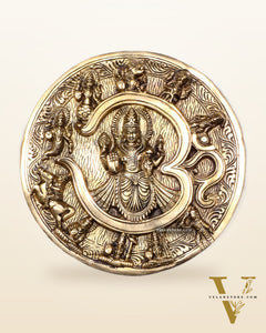 Brass Dashavatar Wall Hanging Round Plate | 8" Diameter | Intricate Carvings