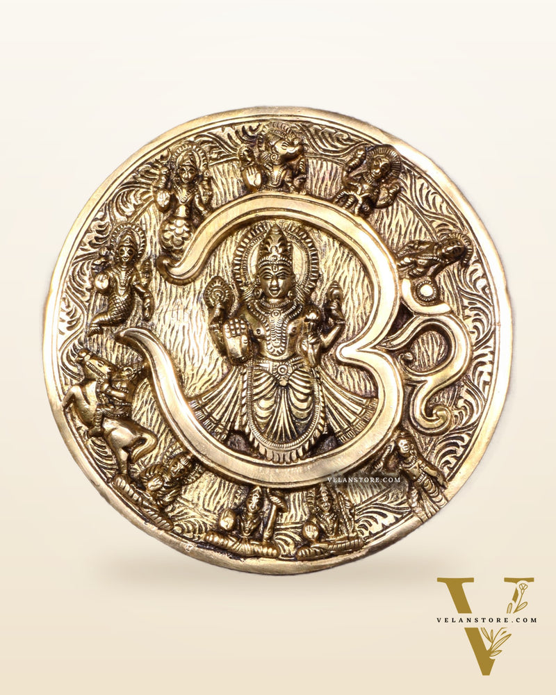 Brass Dashavatar Wall Hanging Round Plate | 8" Diameter | Intricate Carvings