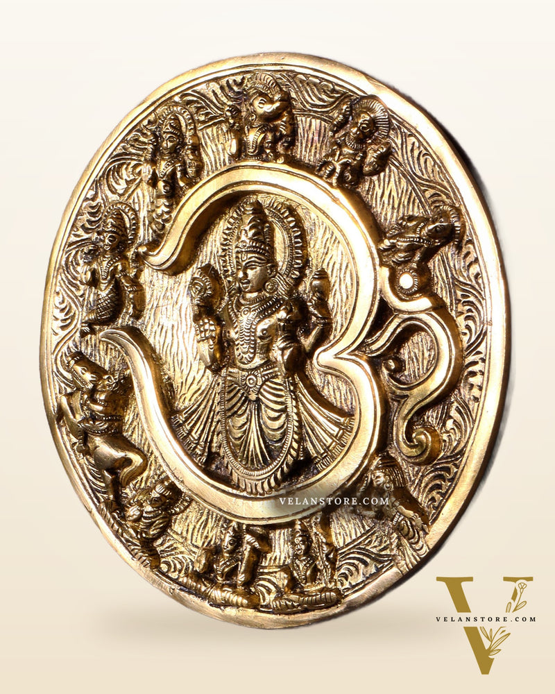 Brass Dashavatar Wall Hanging Round Plate | 8" Diameter | Intricate Carvings
