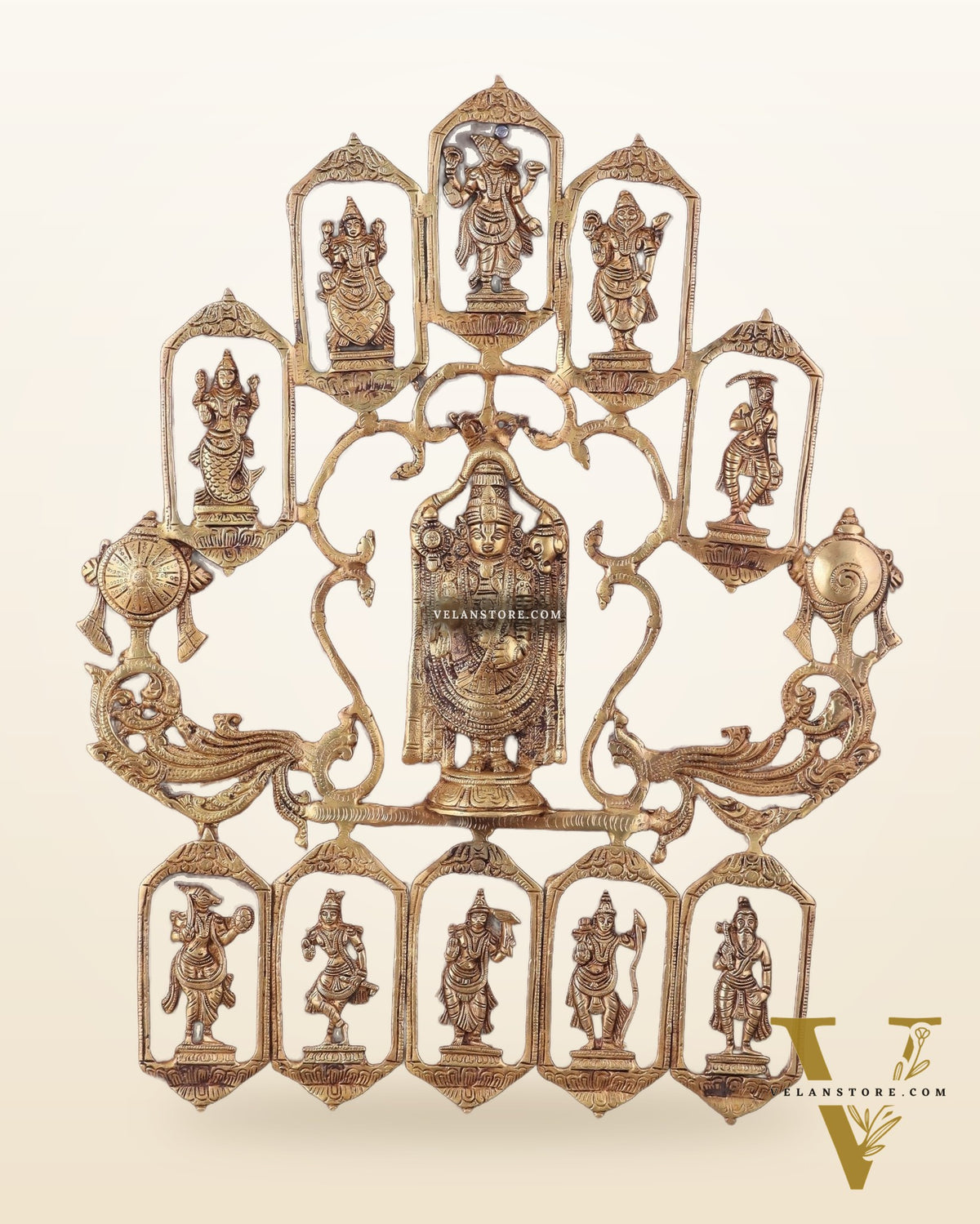 Brass Dashavatar Wall Hanging with Tirupati Balaji – 20"x 21.5"