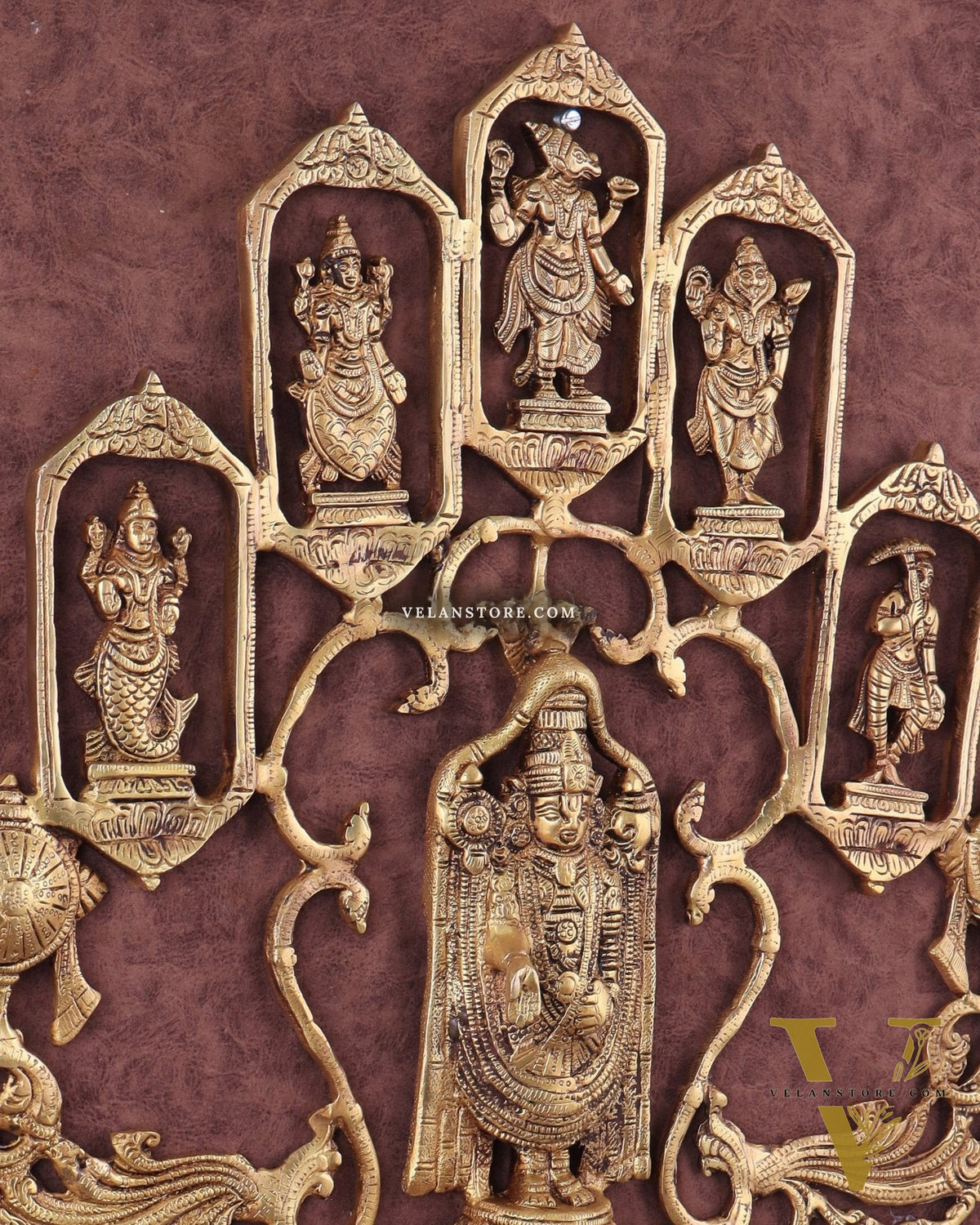 Brass Dashavatar Wall Hanging with Tirupati Balaji – 20"x 21.5"