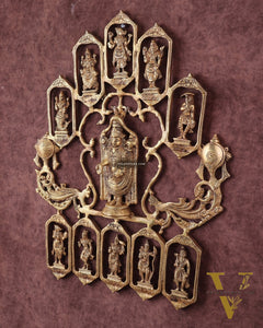 Brass Dashavatar Wall Hanging with Tirupati Balaji – 20"x 21.5"