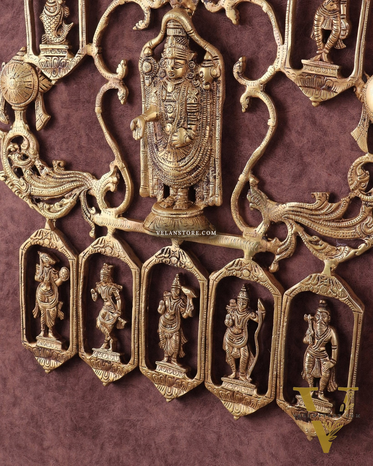 Brass Dashavatar Wall Hanging with Tirupati Balaji – 20"x 21.5"