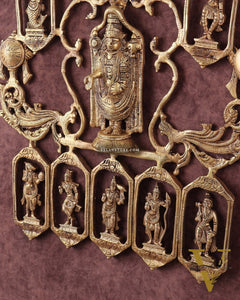 Brass Dashavatar Wall Hanging with Tirupati Balaji – 20"x 21.5"