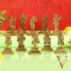 Brass Dashavatara idols 4.5 inches