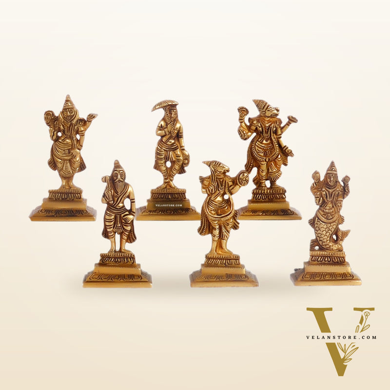Brass Dashavatara idols 4.5 inches