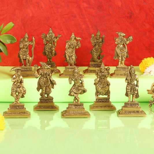 Brass Dashavatara idols 4.5 inches