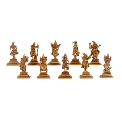 Brass Dashavatara idols 4.5 inches