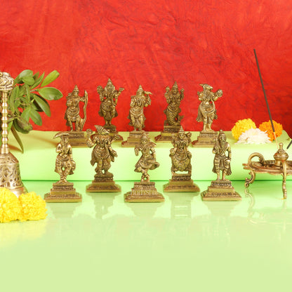 Brass Dashavatara idols 4.5 inches