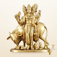 Brass Dattatreya Statue – 11" Tall, Handcrafted